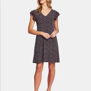 CeCe Flutter-Sleeve Floral-Print Dress